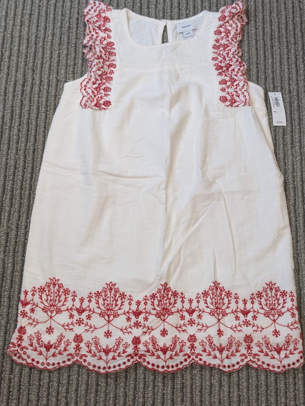 Old Navy Women's Red Embroidered Trim Shirt
